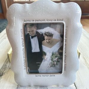 Lenox Opal Innocence Love Is Patient 5x7 Ceramic Picture Frame